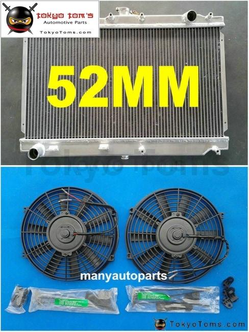 52Mm Aluminum Radiator + Fan For Mazda Miata Mx5 99-05 Mt 00 01 02 03 04