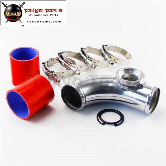 90 Degree 2.5 63Mm Ssqv Bov Turbo Flange Adapter Pipe +Silicone Hose Kit Black /blue / Red Aluminum