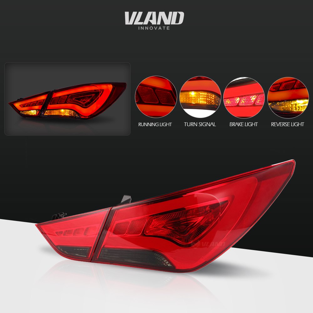 Vland For Hyundai Sonata 2011 2014 Tail Lights LED Brake Light Bar