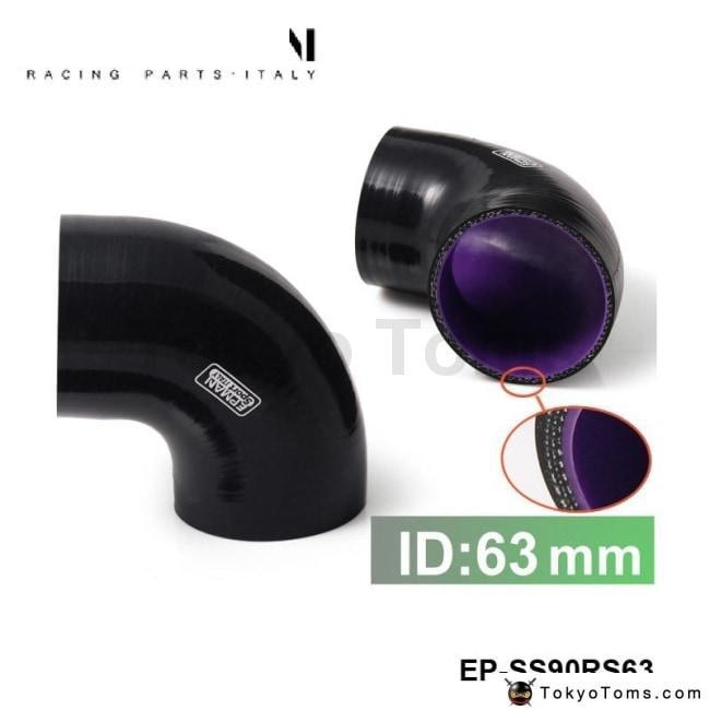 Black & Purple 2.5 63Mm 90 Degree Elbow Silicone Hose Pipe Turbo Inta