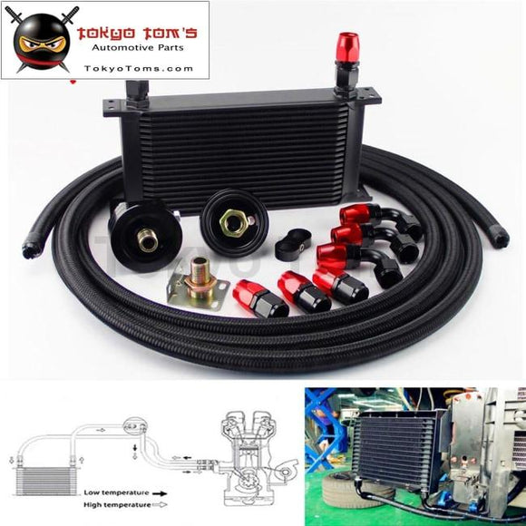Universal 19 Row 248Mm Engine Oil Cooler British Type+M20Xp1.5 / 3/4 X 16 Filter Relocation+5M An10