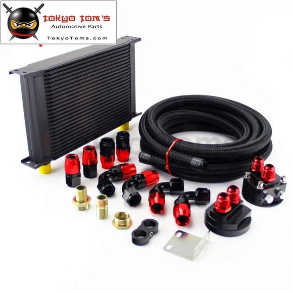 Universal 25 Row 248Mm Engine Oil Cooler British Type+M20Xp1.5 / 3/4 X 16 Filter Relocation+5M An10