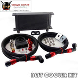 Universal New-Style An10 19 Row Oil Cooler + Thermostat Sandwich Plate Kit Bk Oil Cooler