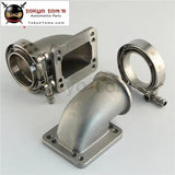 1 Pair 2.5" Vband 90 Degree Cast Ss Elbow Adapter Flange + Clamp For T3 T4 Turbo Turbocharger