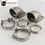 1 Pair 3" Vband 90 Degree Cast Ss Elbow Adapter Flange + Clamps For T3 T4 Turbo Turbocharger