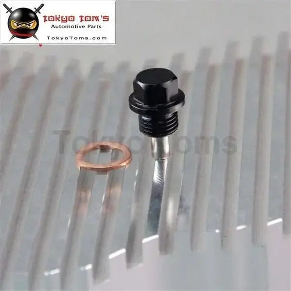 1 Pcs Engine Magnetic Oil Pan Drain Plug Bolt Anodized Crush Washer M14 X 1.5 Black