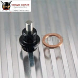 1 Pcs Engine Magnetic Oil Pan Drain Plug Bolt Anodized Crush Washer M14 X 1.5 Black