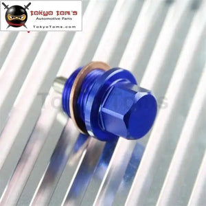 1 Pcs Engine Magnetic Oil Pan Drain Plug Bolt Anodized Crush Washer M20 X 1.5 Blue