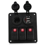 12 V~24V  Dual USB Charging 6 Toggle Rocker Control Switch Panel