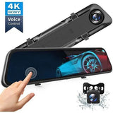 12-inch full touch screen car DVR Hisilicon 4K UHD driving recorder Rear view mirror