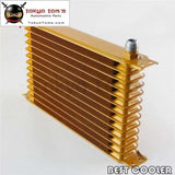 13 Row Aluminum 10An Turbo Engine Transmission Oil Cooler Fit Universal Gold