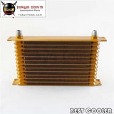 13 Row Aluminum 10An Turbo Engine Transmission Oil Cooler Fit Universal Gold