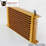 13 Row Aluminum 10An Turbo Engine Transmission Oil Cooler Fit Universal Gold