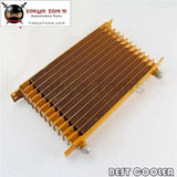 13 Row Aluminum 10An Turbo Engine Transmission Oil Cooler Fit Universal Gold