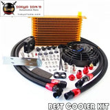 13 Row Trust Oil Cooler Thermostat Sandwich Plate Kit+7" Electric Fan Kit