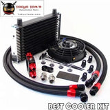 13 Row Trust Oil Cooler Thermostat Sandwich Plate Kit+7" Electric Fan Kit