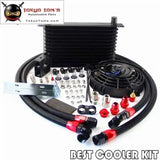 13 Row Trust Oil Cooler Thermostat Sandwich Plate Kit+7" Electric Fan Kit