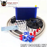 13 Row Trust Oil Cooler Thermostat Sandwich Plate Kit+7" Electric Fan Kit