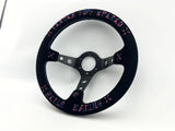 13" (320mm) VX Speed Racing Suede Pink Blue Stitch Steering Wheel