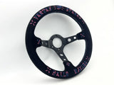 13" (320mm) VX Speed Racing Suede Pink Blue Stitch Steering Wheel