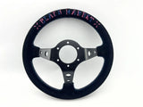 13" (320mm) VX Speed Racing Suede Pink Blue Stitch Steering Wheel