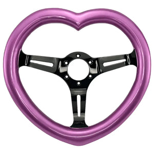 13" (330mm) Medium Heart Dish Sassy Pink Heart Black Chrome Spoke  (wood)