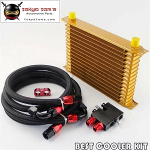 15 Row Trust Oil Cooler Kit For BMW N54 Twin Turbo 135 E82 335 E90 E92 E93  Gold