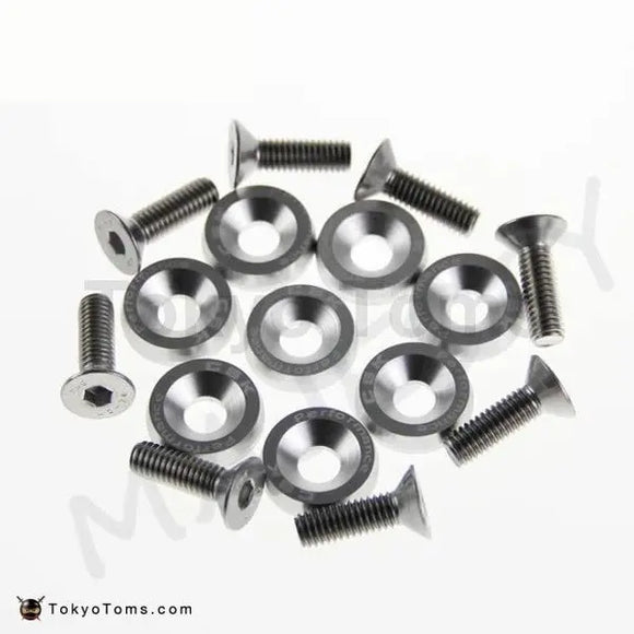 16Pcs M6 Wide Hex Screw Bolt Bumper Fender Washer Anodized Aluminum Silver