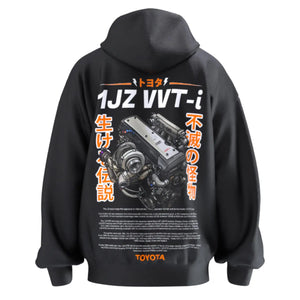 1JZ GTE VVTi - Engine Motor 6 cylinder - Unisex Hoodie- Car Enthusiast - Drifting Drag JDM