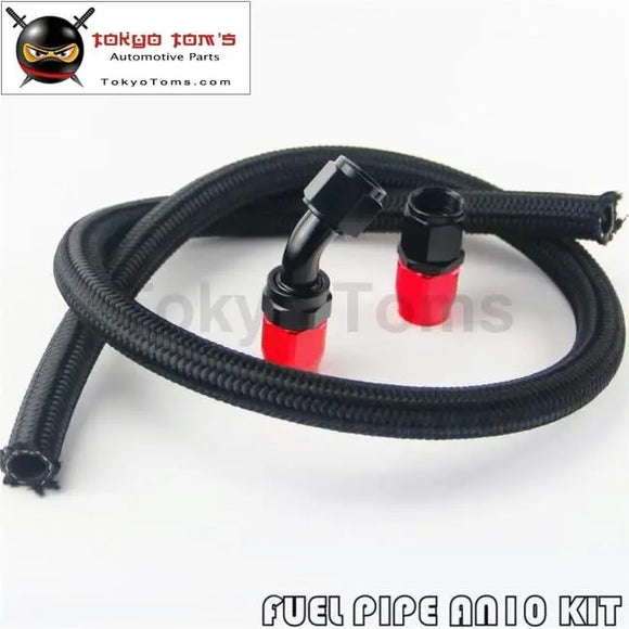 1M 3Ft AN10 Stainess Nylon Steel Braided Oil Fuel Line + 45 Deg & 0 Deg Swivel Fittings