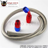 1M 3Ft AN10 Stainess Nylon Steel Braided Oil Fuel Line + 45 Deg & 0 Deg Swivel Fittings