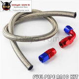 1M 3Ft AN10 Stainess Nylon Steel Braided Oil Fuel Line + 90 Deg & 0 Deg Swivel Fittings