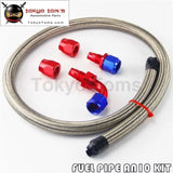 1M 3Ft AN10 Stainess Nylon Steel Braided Oil Fuel Line + 90 Deg & 0 Deg Swivel Fittings