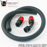 1M 3Ft An12 Stainess Nylon Steel Braided Oil Fuel Line + 45 Deg & 0 Deg Swivel Fittings