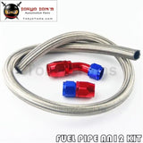 1M 3Ft An12 Stainess Nylon Steel Braided Oil Fuel Line + 45 Deg & 0 Deg Swivel Fittings