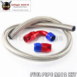 1M 3Ft An12 Stainess Nylon Steel Braided Oil Fuel Line + 90 Deg & 0 Deg Swivel Fittings