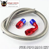 1M 3Ft An12 Stainess Nylon Steel Braided Oil Fuel Line + 90 Deg & 0 Deg Swivel Fittings