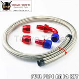 1M 3Ft An12 Stainess Nylon Steel Braided Oil Fuel Line + 90 Deg & 0 Deg Swivel Fittings