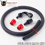 1M 3Ft An12 Stainess Nylon Steel Braided Oil Fuel Line + 90 Deg & 0 Deg Swivel Fittings