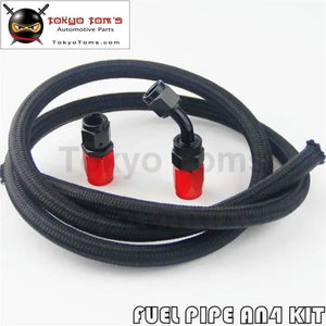 1M 3Ft An4 Nylon Stainess Steel Braided Oil Fuel Hose + 45 Deg & 0 Deg Swivel Fittings