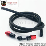 1M 3Ft An4 Nylon Stainess Steel Braided Oil Fuel Hose + 45 Deg & 0 Deg Swivel Fittings