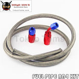 1M 3Ft An4 Nylon Stainess Steel Braided Oil Fuel Hose + 45 Deg & 0 Deg Swivel Fittings