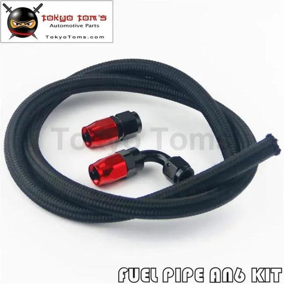 1M 3Ft An4 Nylon Stainess Steel Braided Oil Fuel Hose + 90 Deg & Straight Swivel Fittings