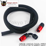 1M 3Ft An4 Nylon Stainess Steel Braided Oil Fuel Hose + 90 Deg & Straight Swivel Fittings