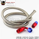 1M 3Ft An4 Nylon Stainess Steel Braided Oil Fuel Hose + 90 Deg & Straight Swivel Fittings