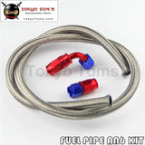 1M 3Ft An4 Nylon Stainess Steel Braided Oil Fuel Hose + 90 Deg & Straight Swivel Fittings