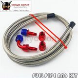 1M 3Ft An4 Nylon Stainess Steel Braided Oil Fuel Hose + 90 Deg & Straight Swivel Fittings