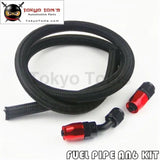 1M 3Ft An6 Stainess Nylon Steel Braided Oil Fuel Line + 45 Deg & 0 Deg Swivel Fittings