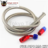 1M 3Ft An6 Stainess Nylon Steel Braided Oil Fuel Line + 45 Deg & 0 Deg Swivel Fittings