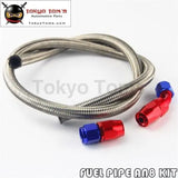 1M 3Ft An8 Stainess Nylon Steel Braided Oil Fuel Line + 45 Deg & 0 Deg Swivel Fittings